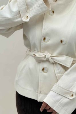 کت کتان کاپرا یقه دو حالته 