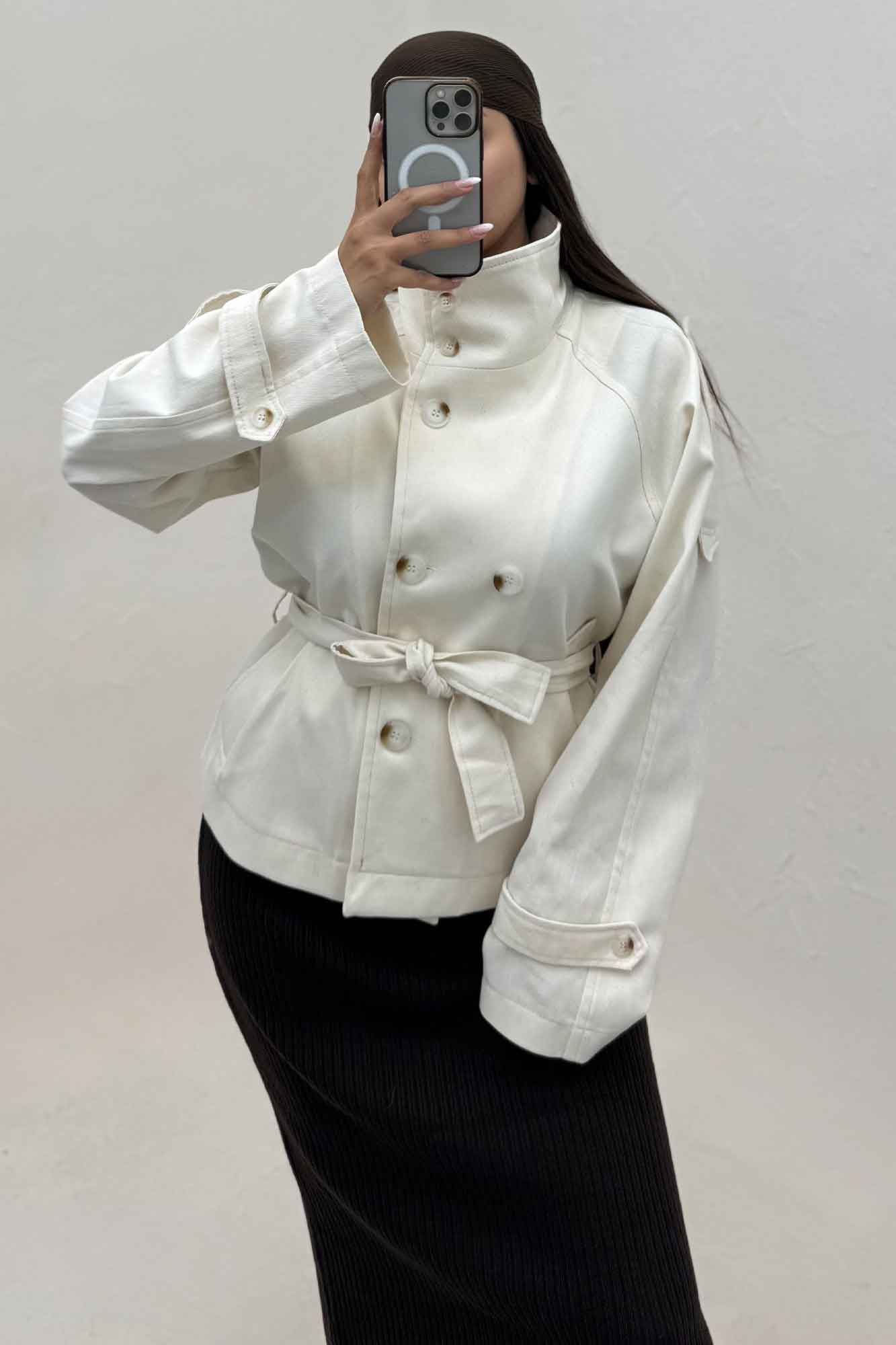 کت کتان کاپرا یقه دو حالته 