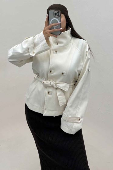 کت کتان کاپرا یقه دو حالته 