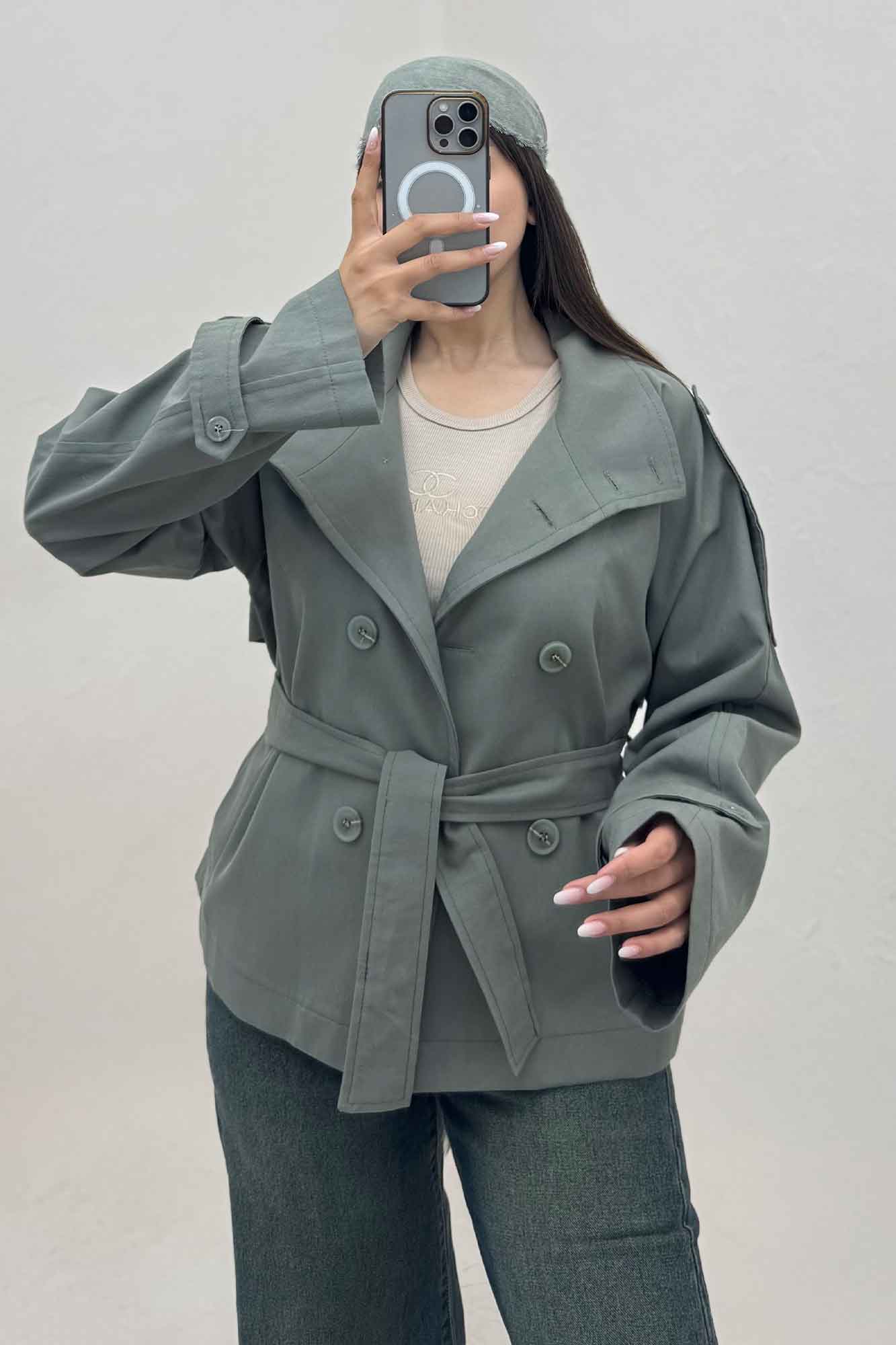 کت کتان کاپرا یقه دو حالته 