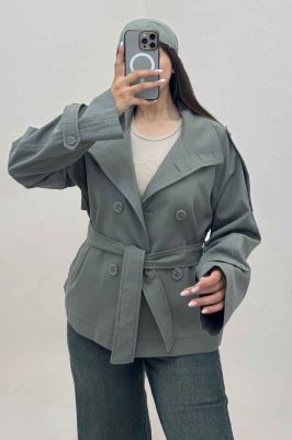 کت کتان کاپرا یقه دو حالته 