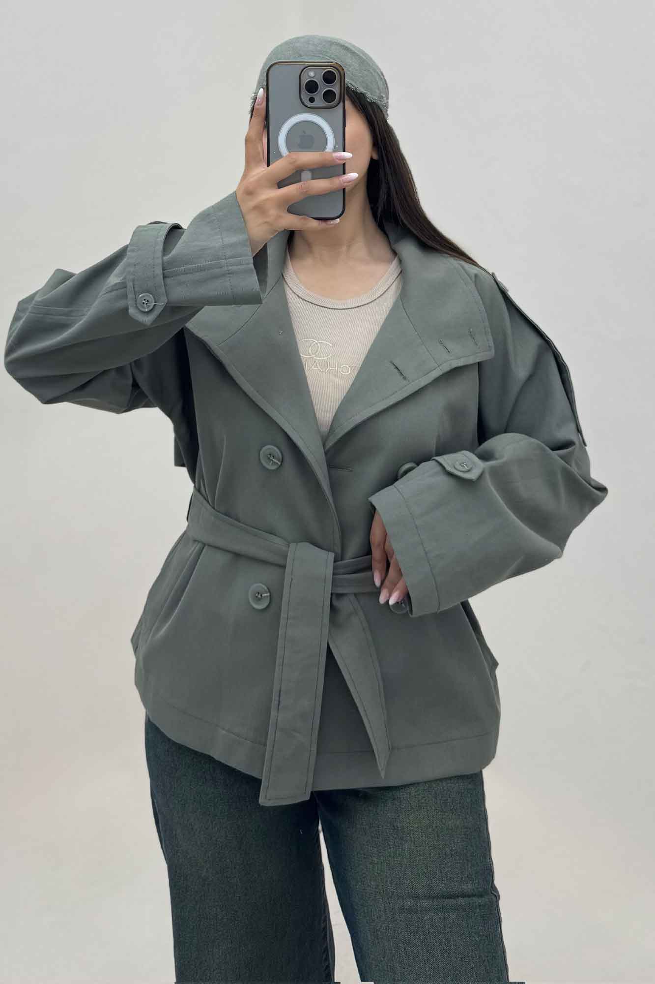 کت کتان کاپرا یقه دو حالته 