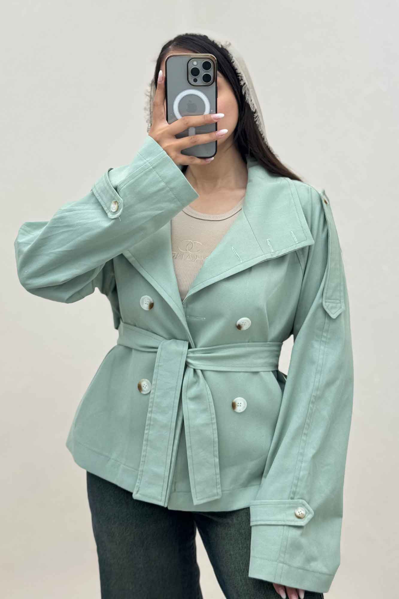 کت کتان کاپرا یقه دو حالته 