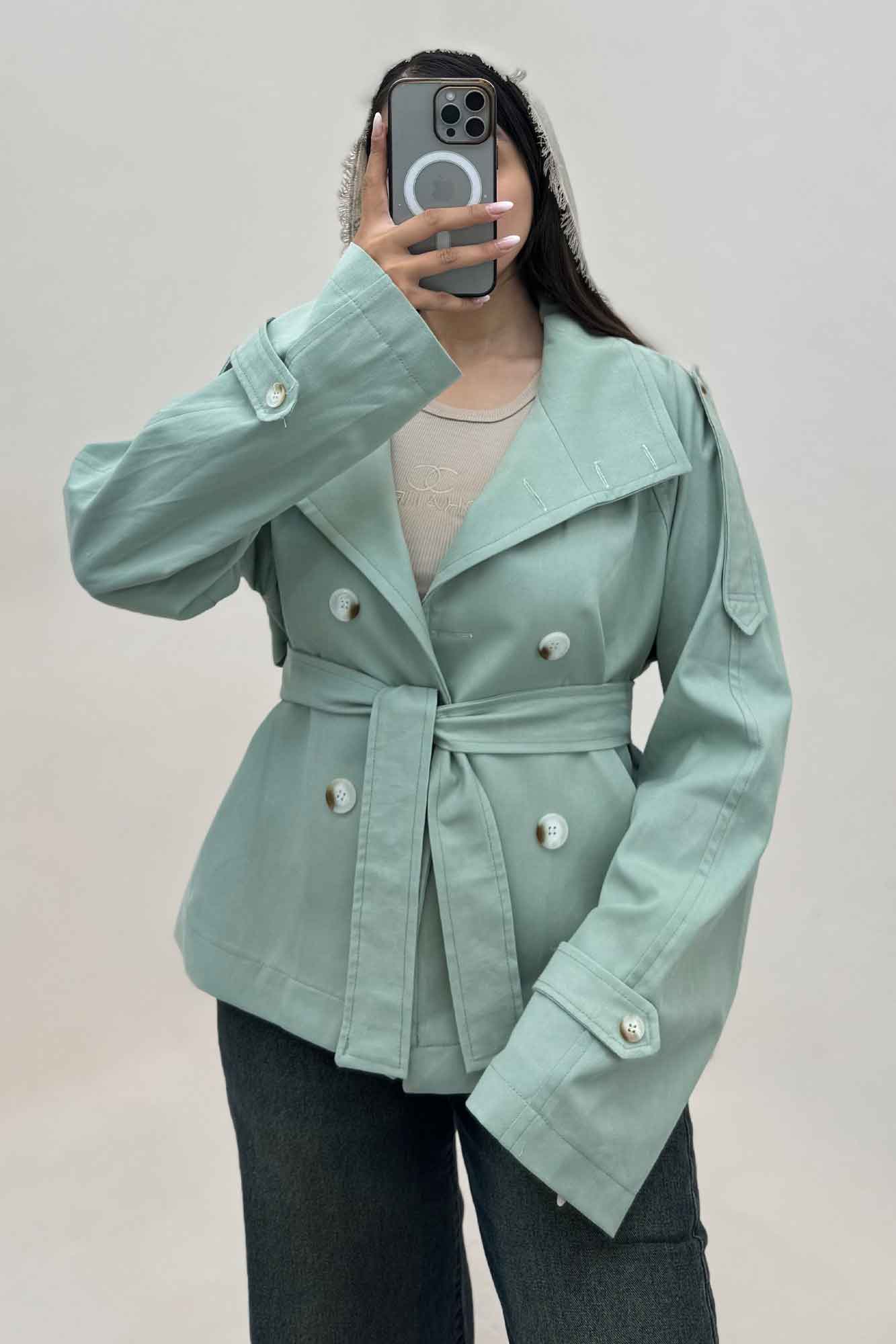 کت کتان کاپرا یقه دو حالته 