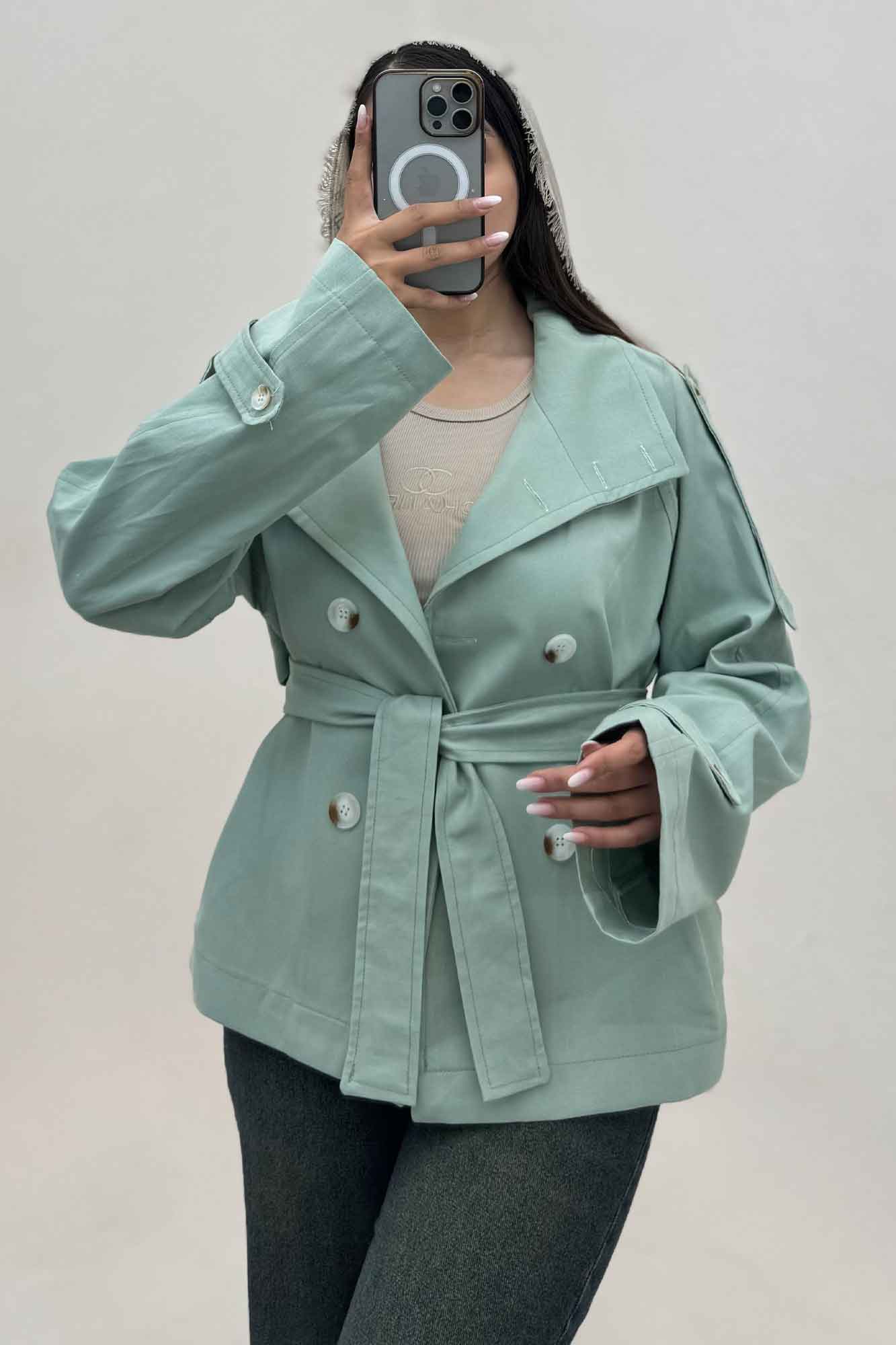 کت کتان کاپرا یقه دو حالته 