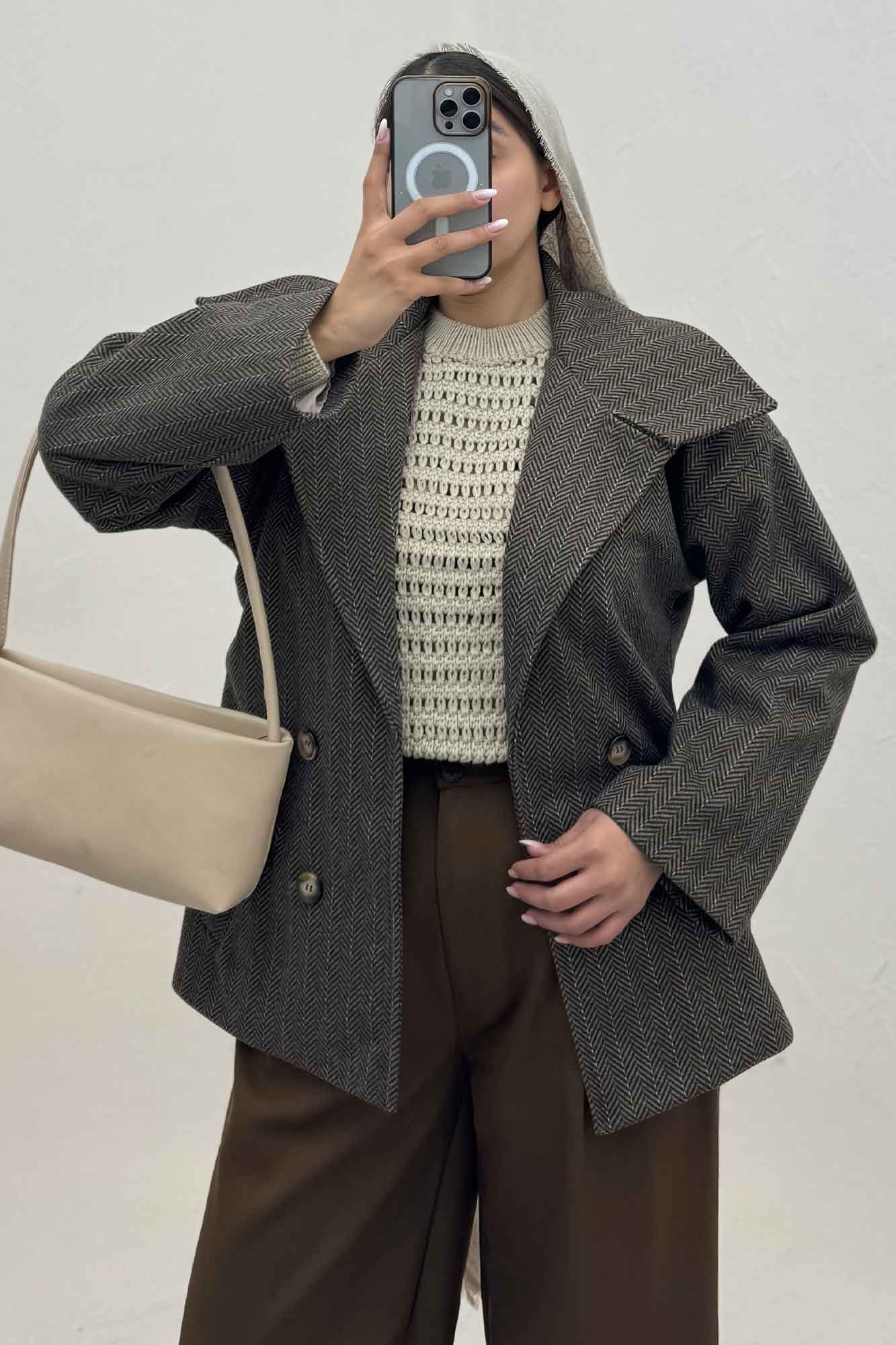 کت فوتر جناقی آستردار یقه چاک