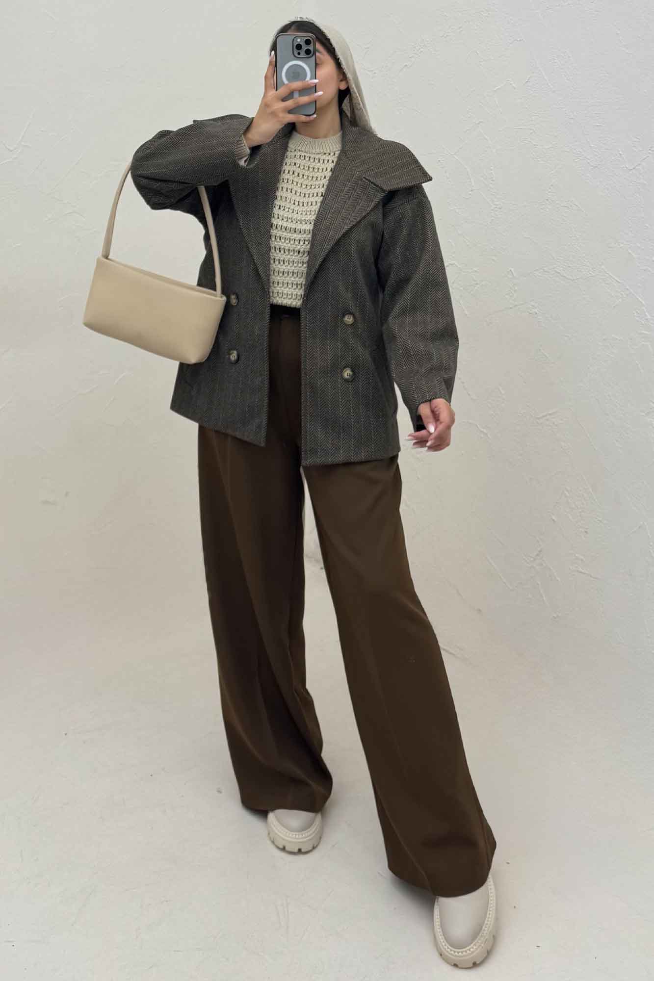 کت فوتر جناقی آستردار یقه چاک