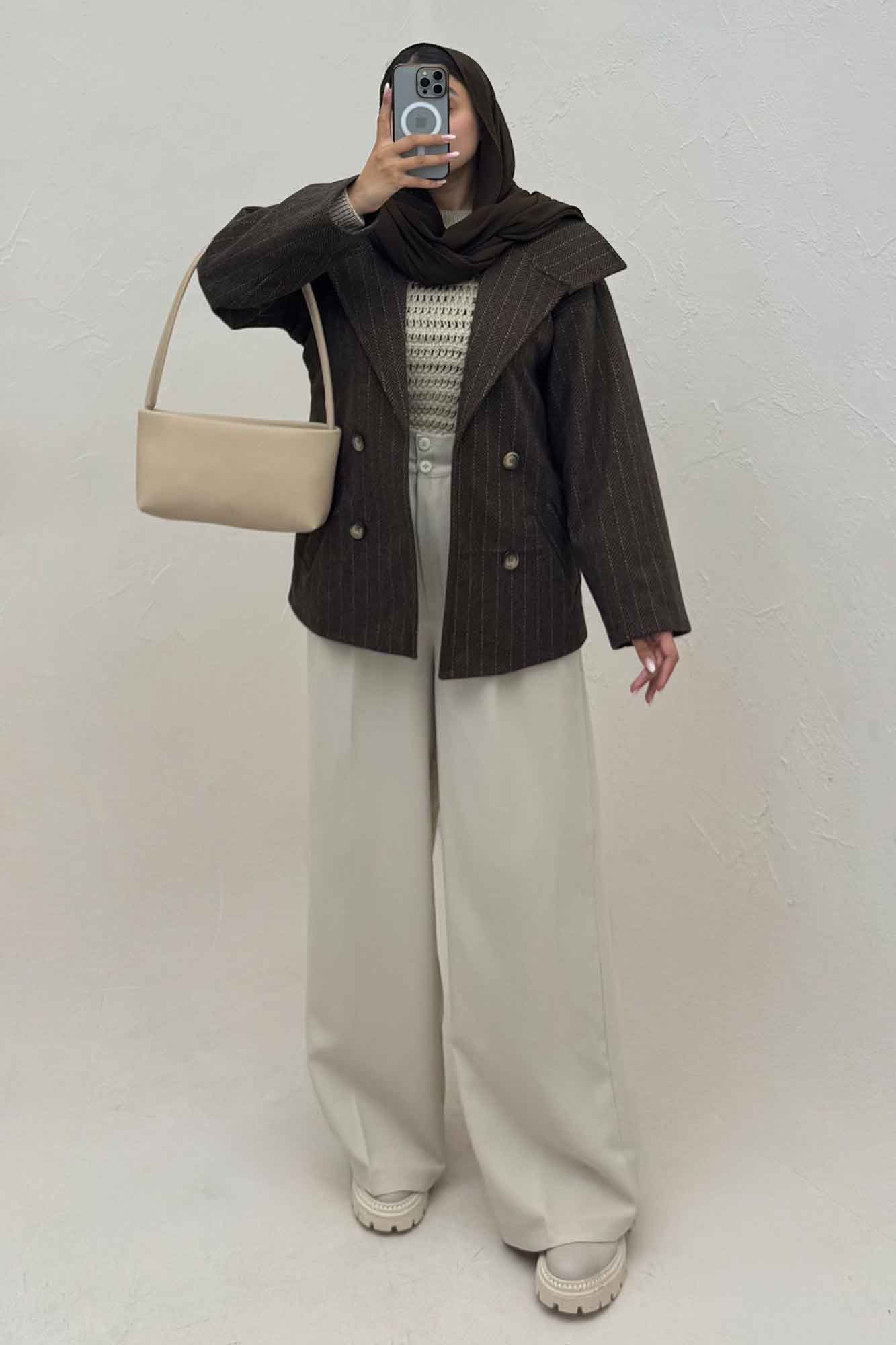 کت فوتر جناقی آستردار یقه چاک