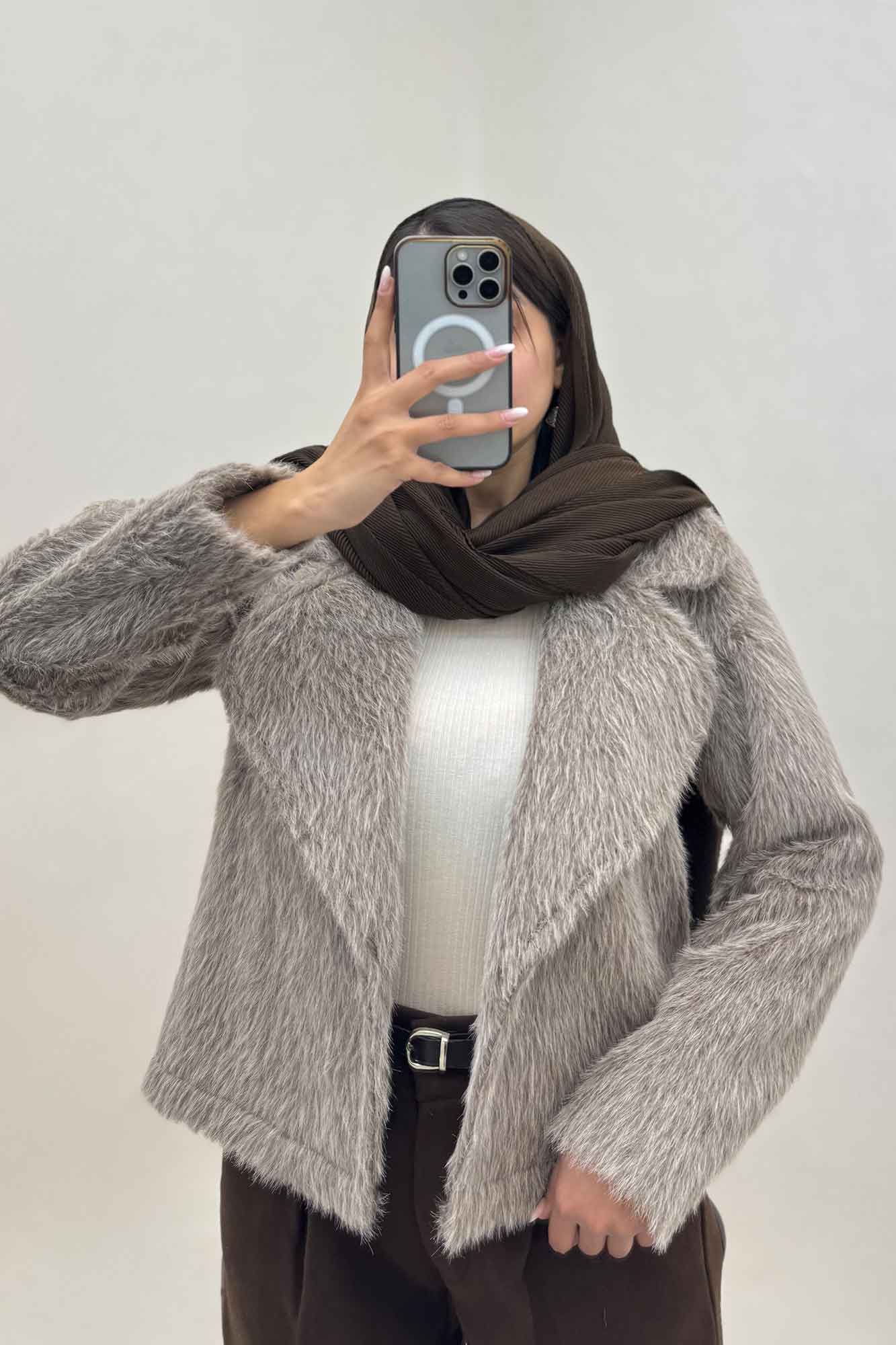 کت خز آستردار یقه انگلیسی