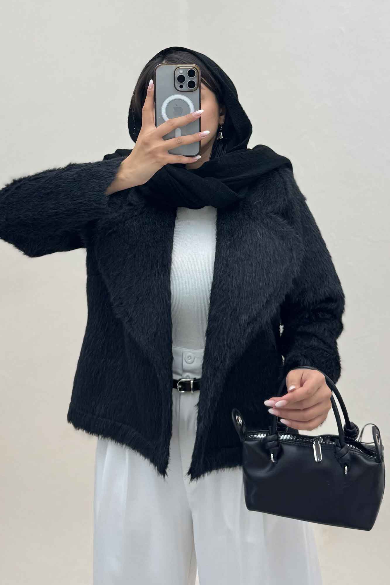 کت خز آستردار یقه انگلیسی