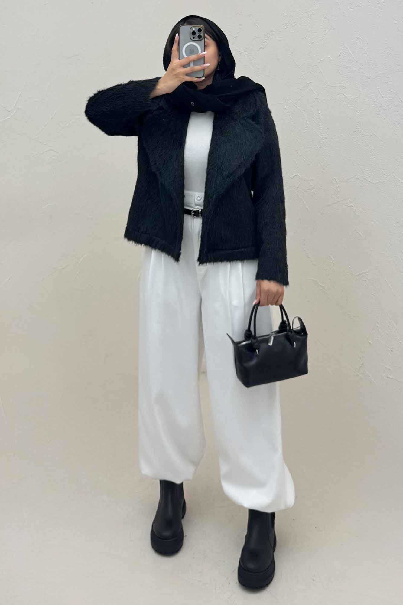 کت خز آستردار یقه انگلیسی