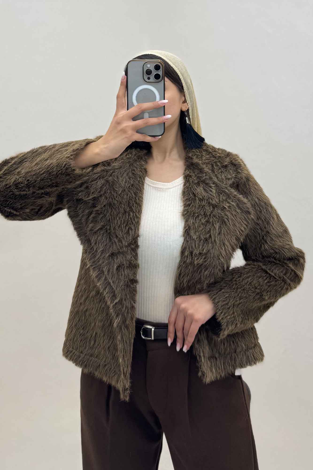 کت خز آستردار یقه انگلیسی