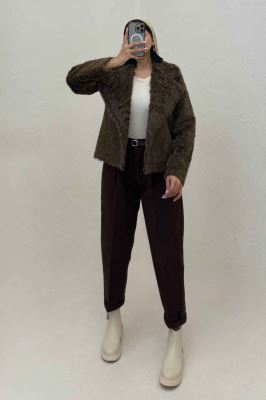 کت خز آستردار یقه انگلیسی