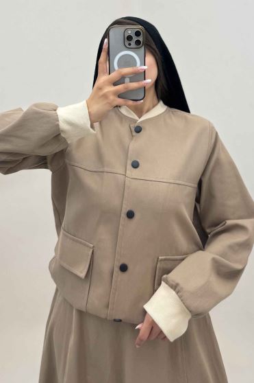 ست بامبر و دامن کتان کاپرا