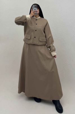 ست بامبر و دامن کتان کاپرا