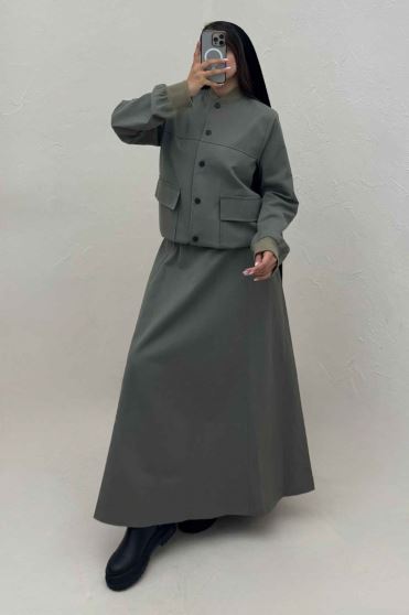 ست بامبر و دامن کتان کاپرا