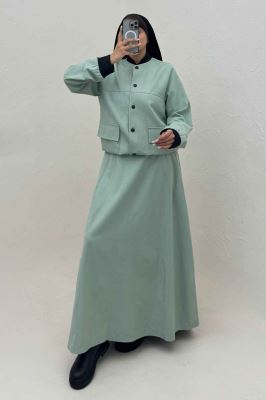 ست بامبر و دامن کتان کاپرا