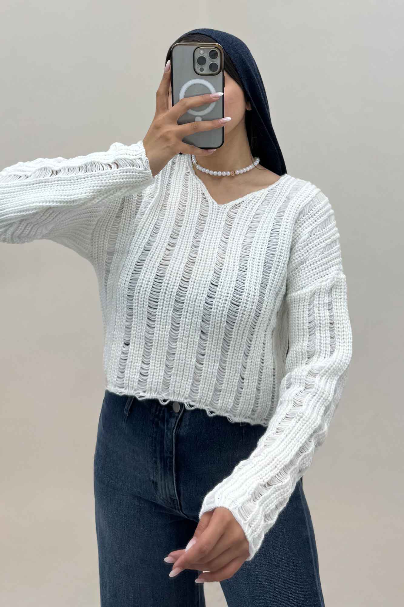 بلوز بافت درشت یقه هفت