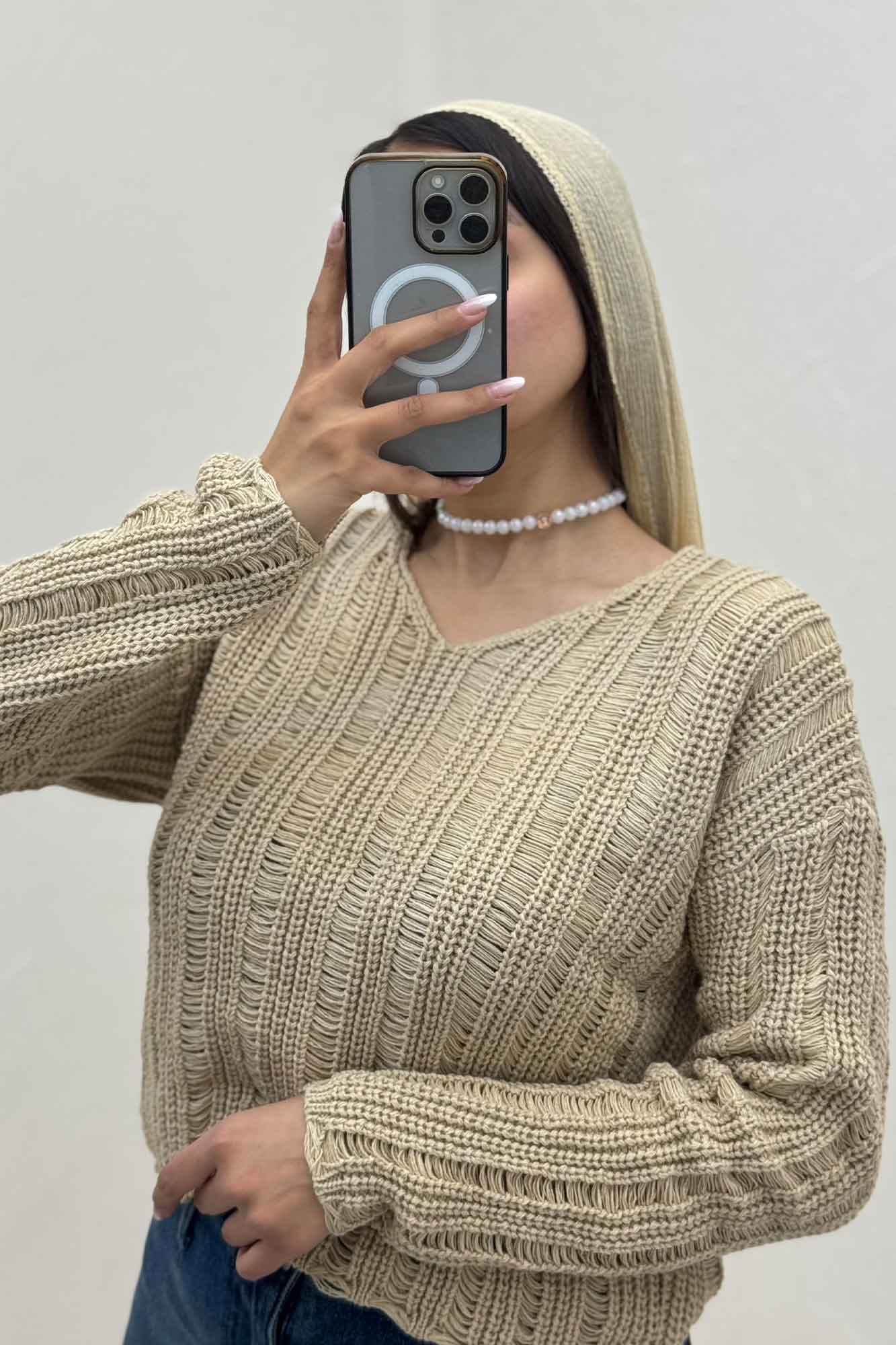 بلوز بافت درشت یقه هفت