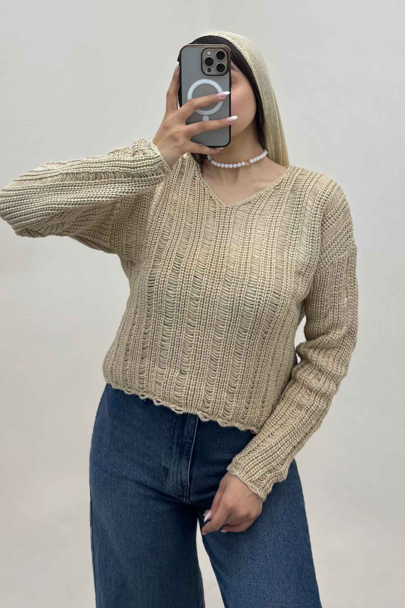 بلوز بافت درشت یقه هفت