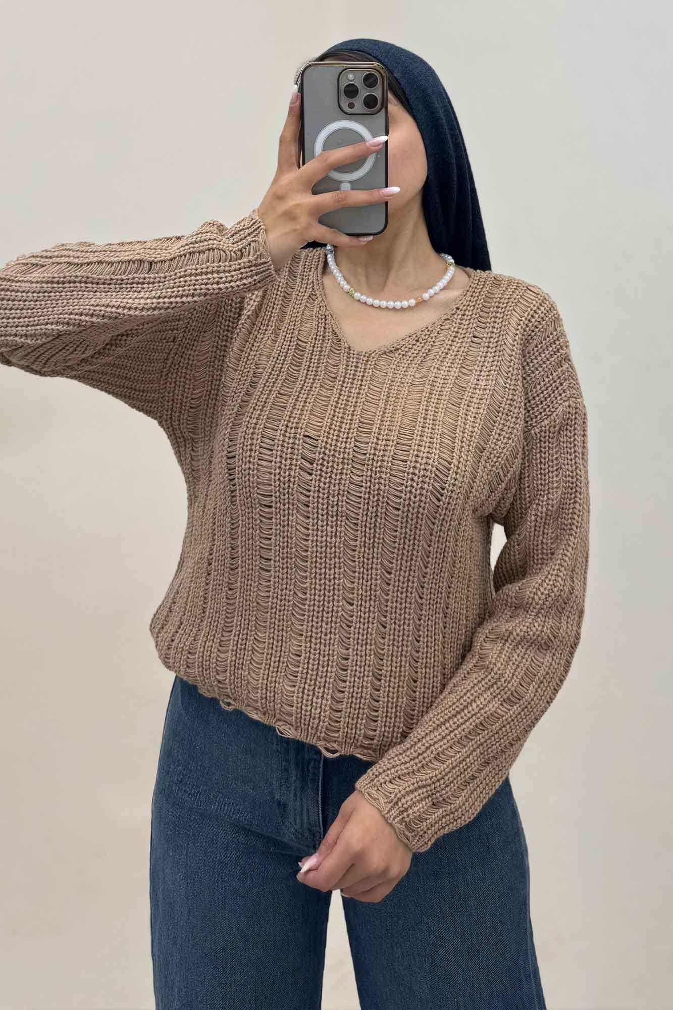 بلوز بافت درشت یقه هفت