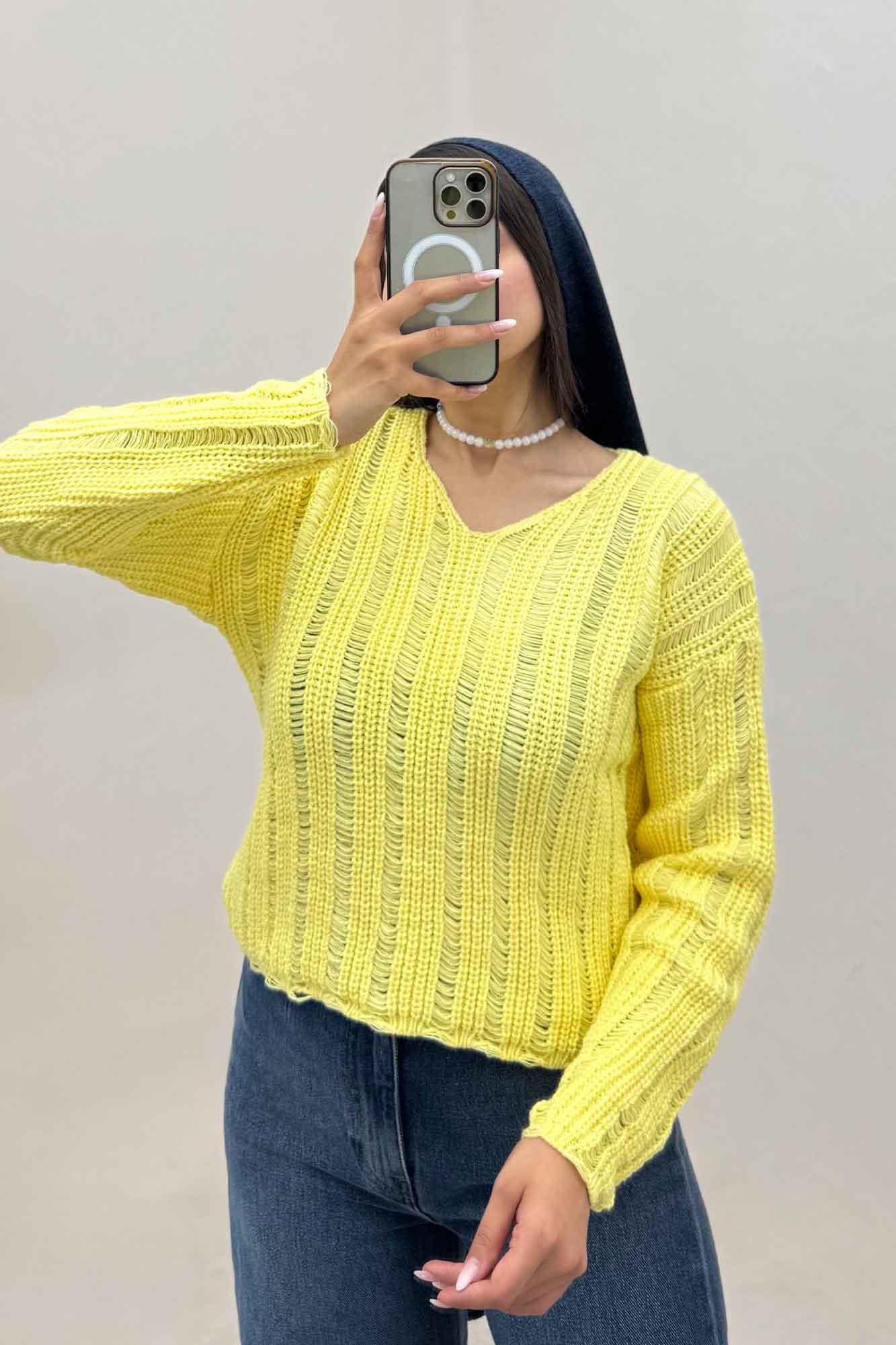 بلوز بافت درشت یقه هفت