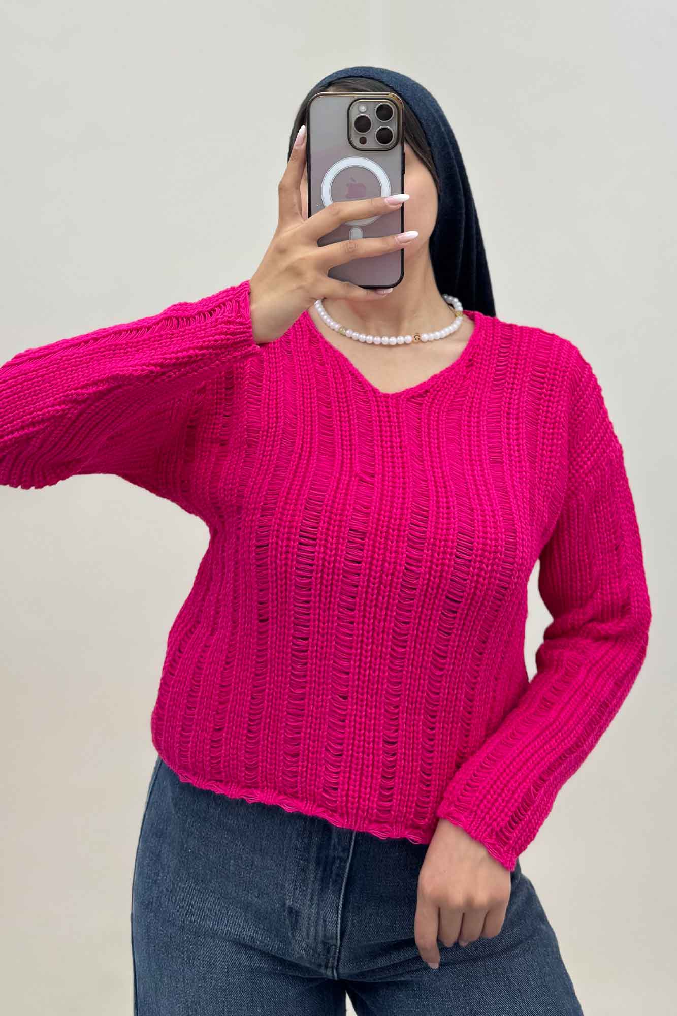 بلوز بافت درشت یقه هفت