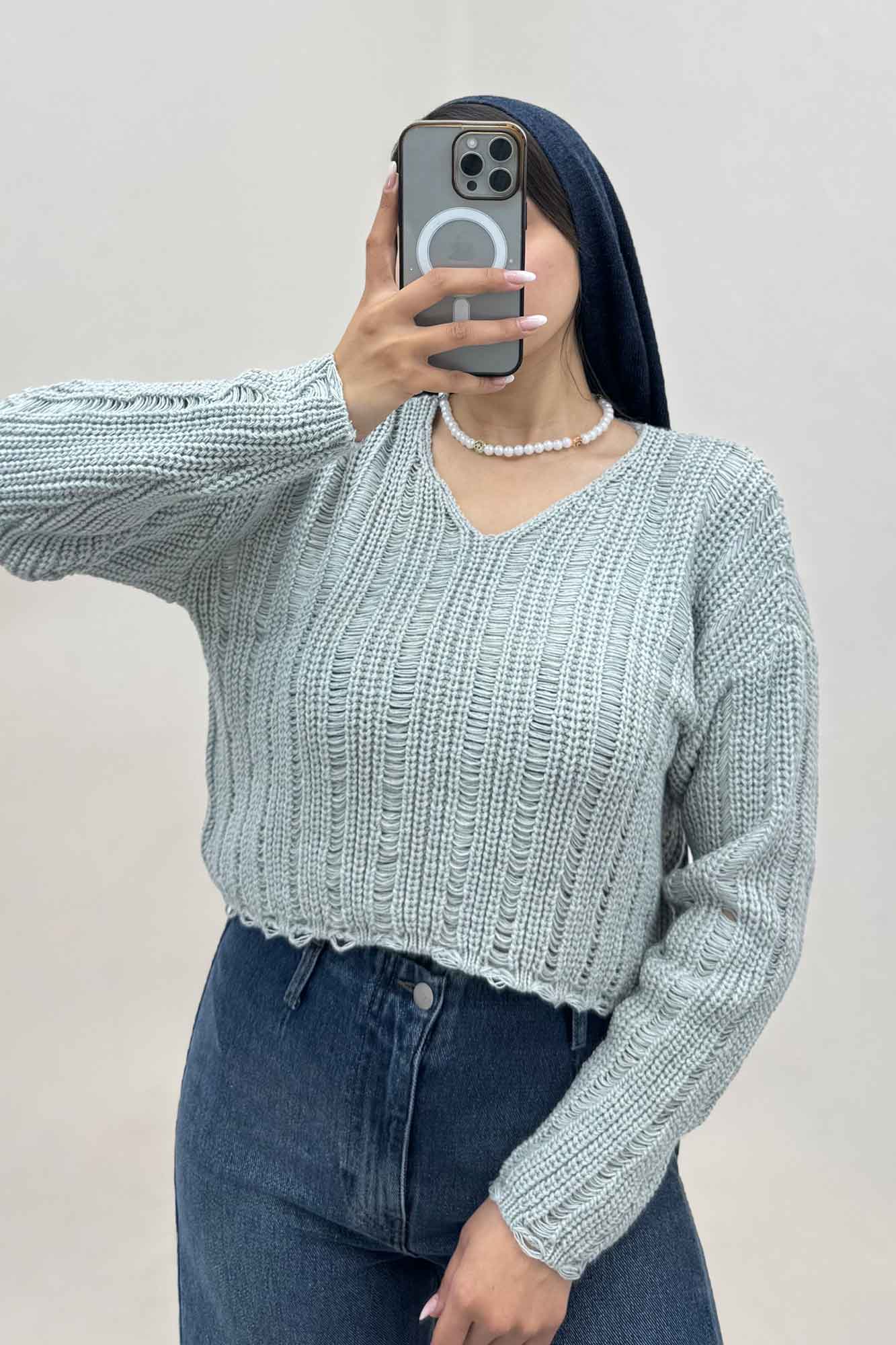 بلوز بافت درشت یقه هفت