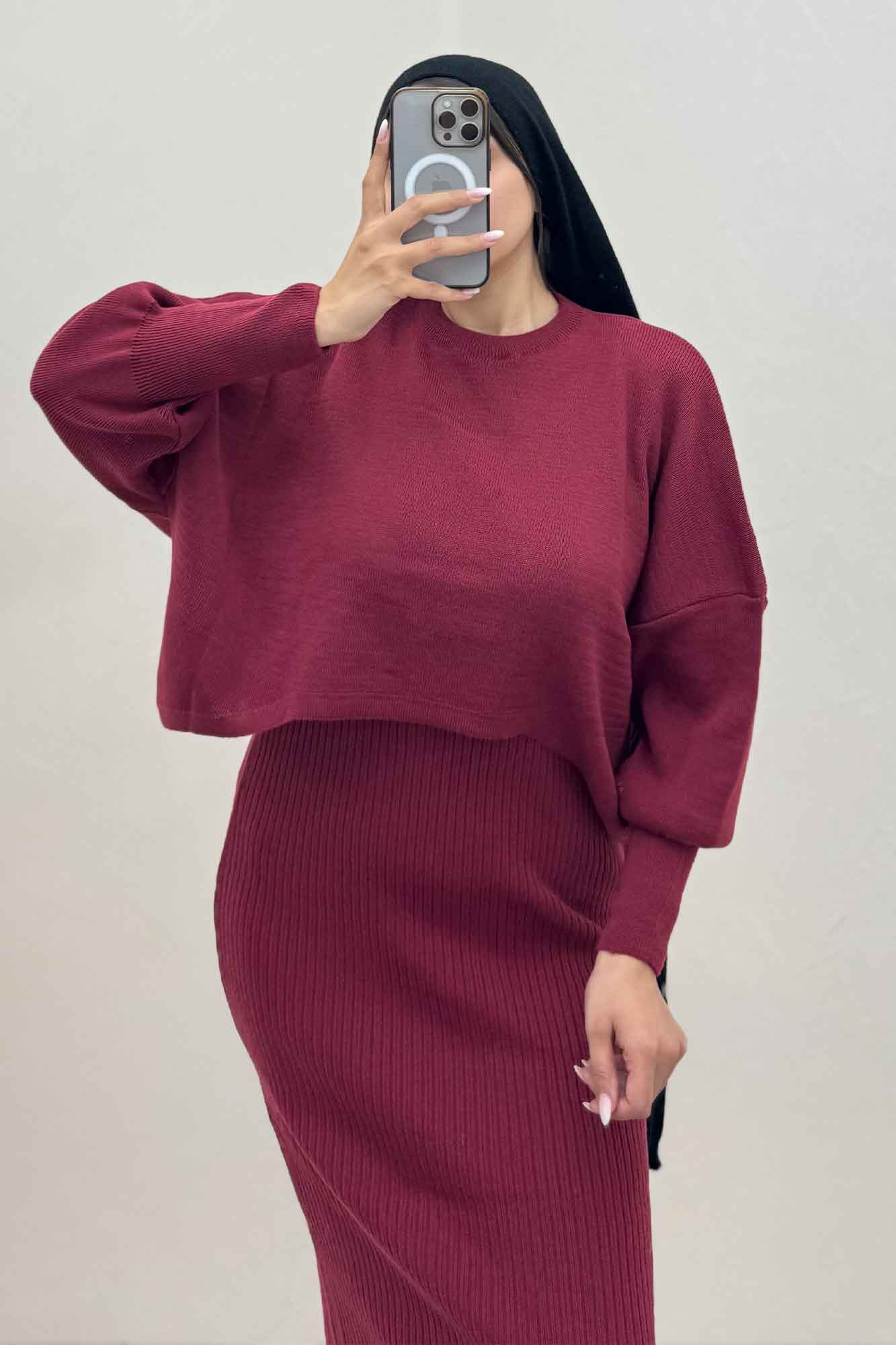 ست دو تیکه سارافن بافت کبریتی و رویه