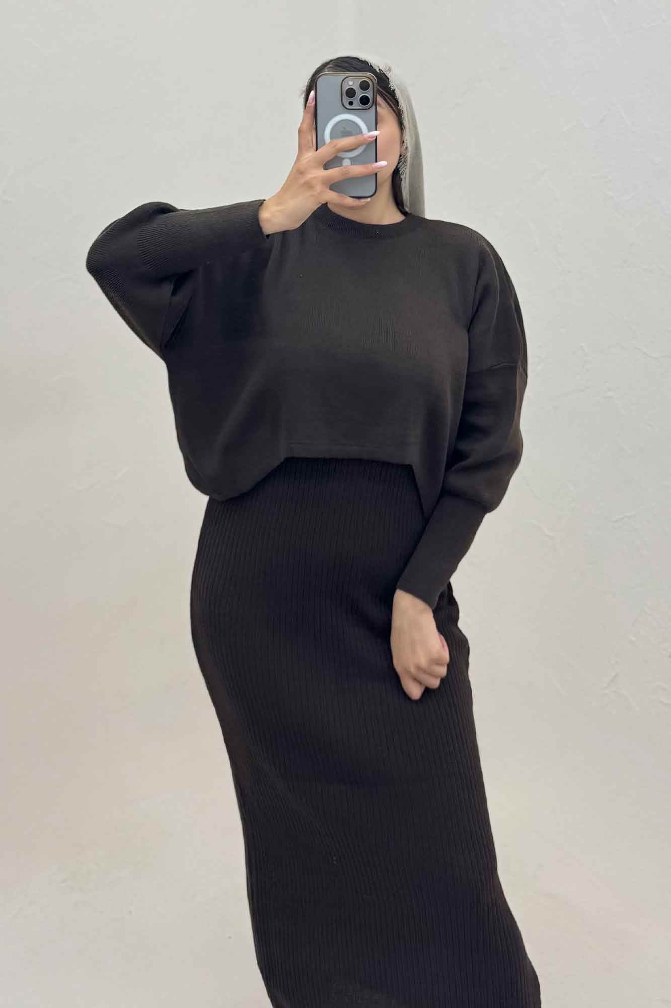 ست دو تیکه سارافن بافت کبریتی و رویه