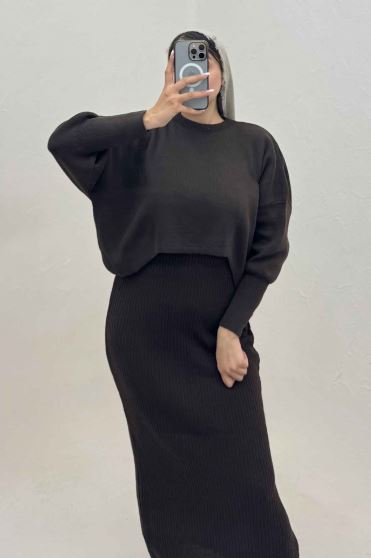 ست دو تیکه سارافن بافت کبریتی و رویه