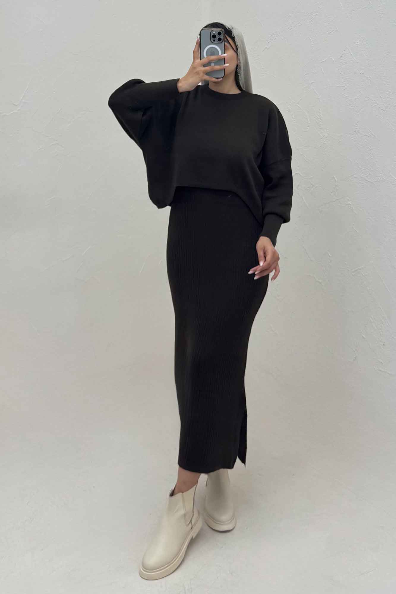 ست دو تیکه سارافن بافت کبریتی و رویه