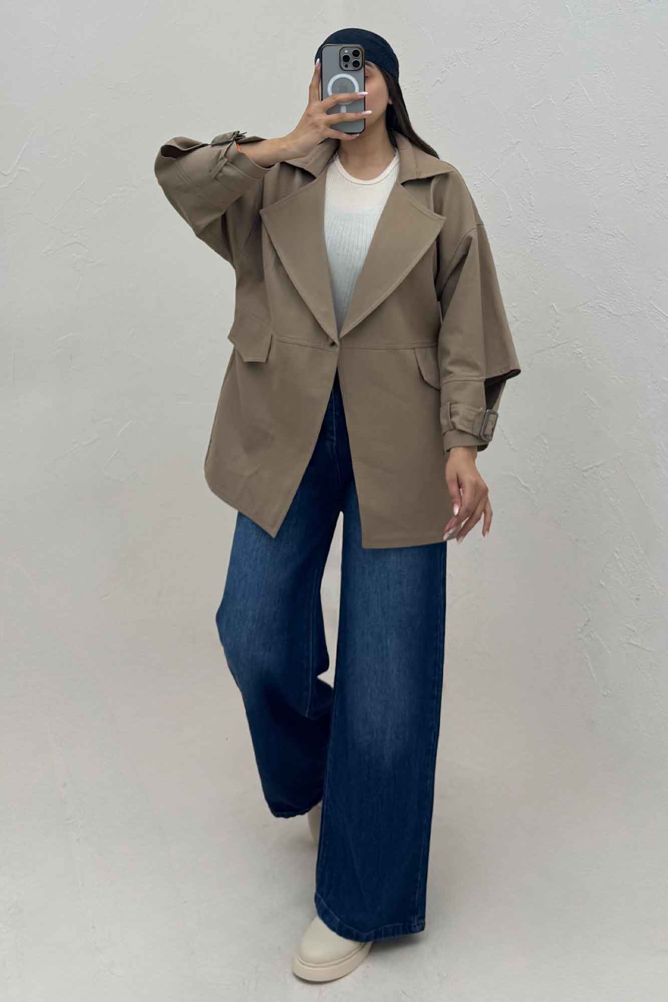 کت تک دکمه کتان کاپرا مدل آلند