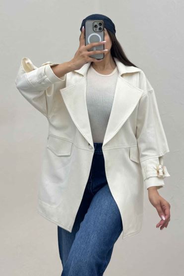 کت تک دکمه کتان کاپرا مدل آلند