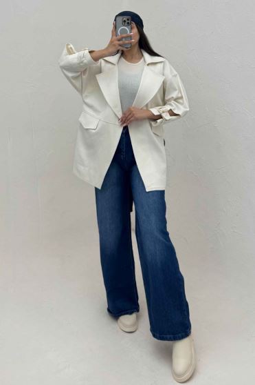 کت تک دکمه کتان کاپرا مدل آلند