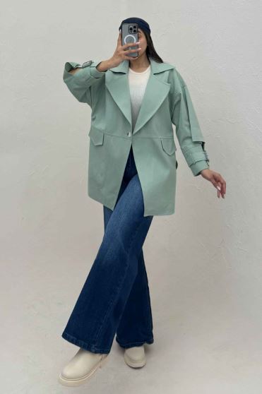 کت تک دکمه کتان کاپرا مدل آلند