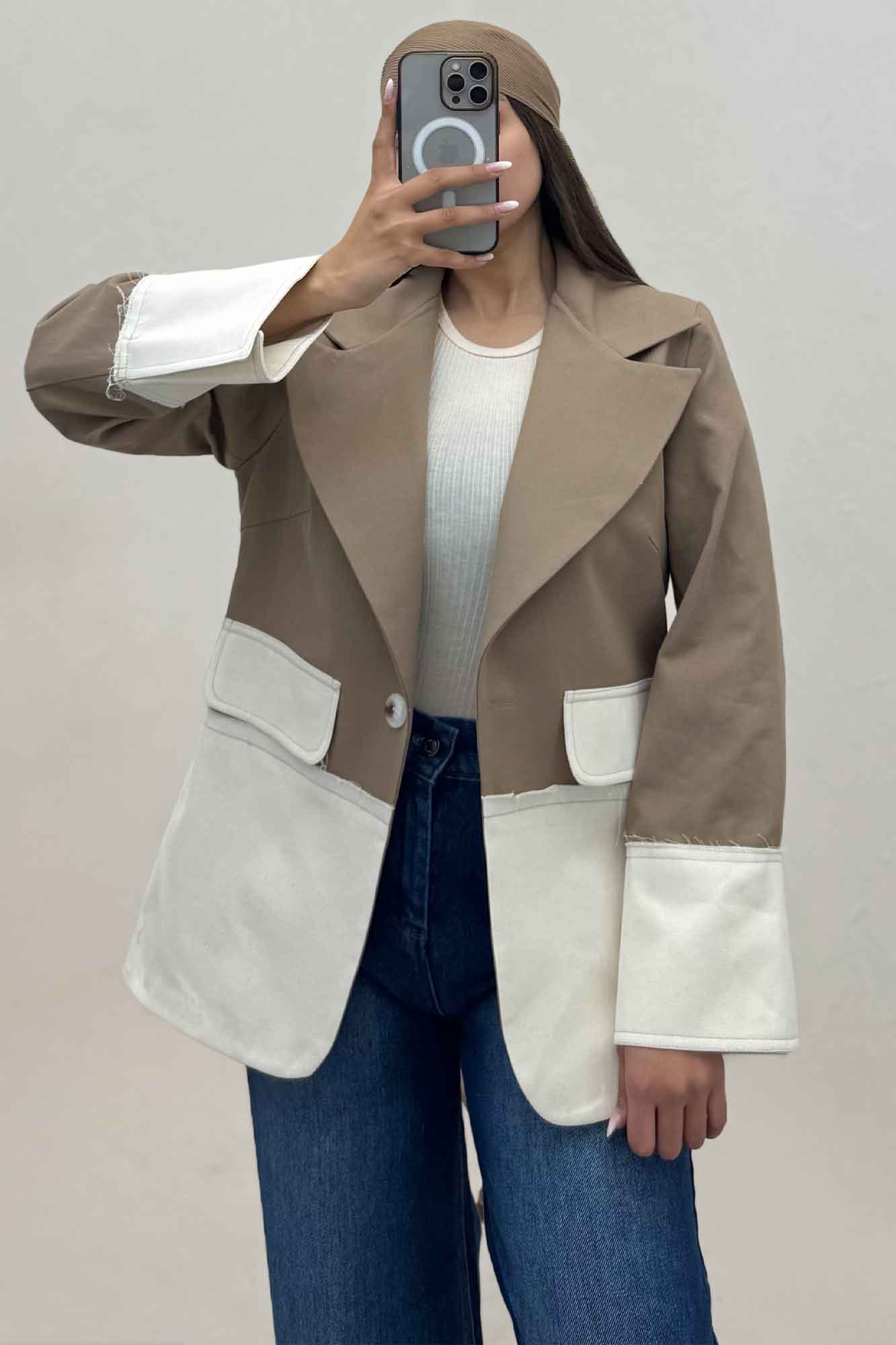 کت کتان کاپرا دورنگ آستردار AGNES