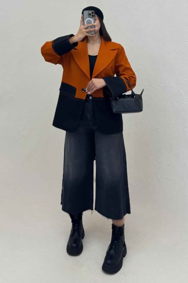 کت کتان کاپرا دورنگ آستردار AGNES