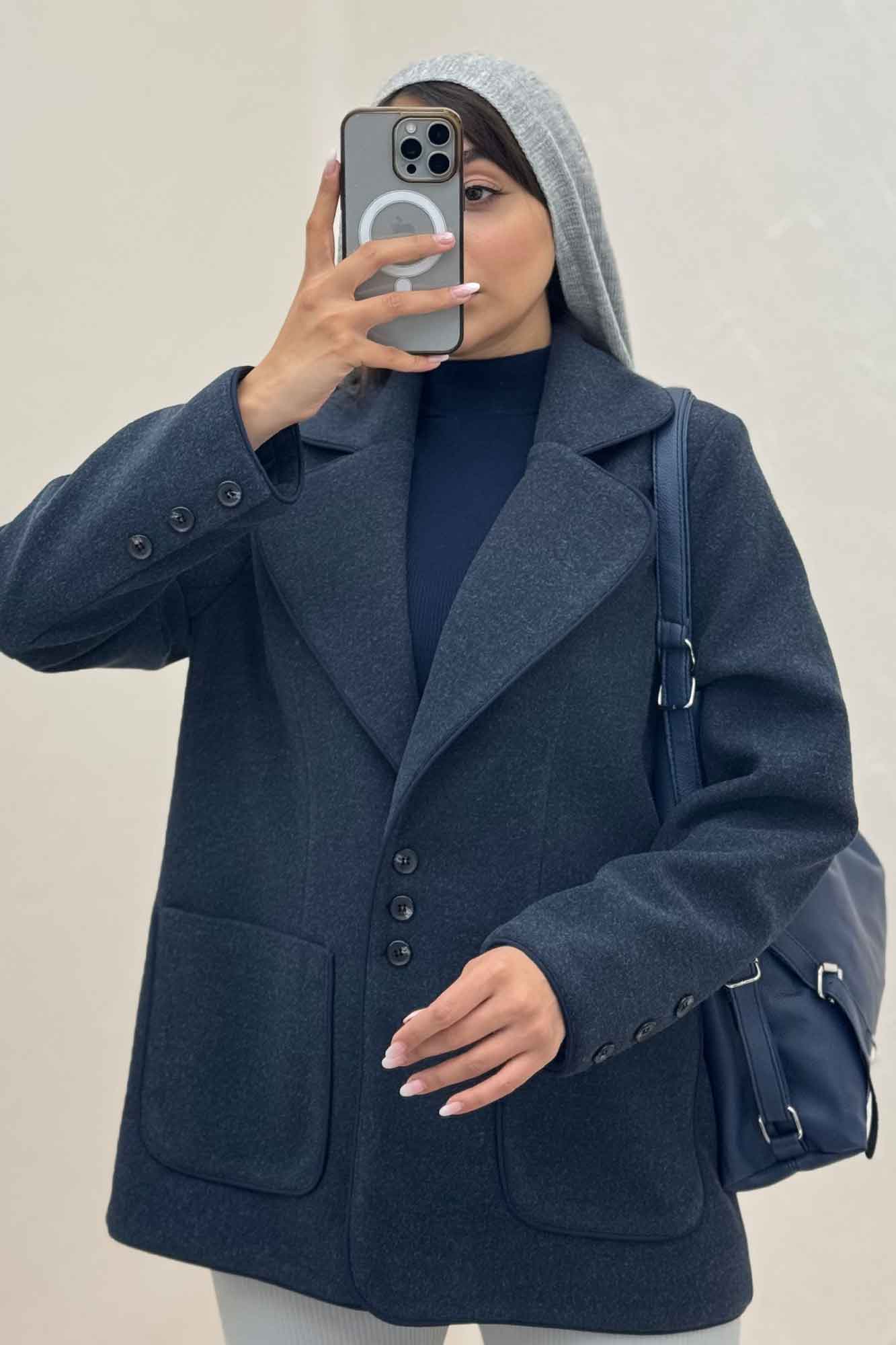 کت فوتر مغزی دوزی آستردار دو جیب