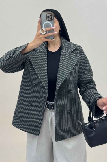 پالتو فوتر زنجیری آستردار چهار دکمه