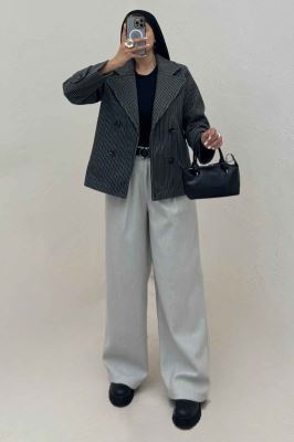 پالتو فوتر زنجیری آستردار چهار دکمه