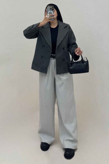 پالتو فوتر زنجیری آستردار چهار دکمه