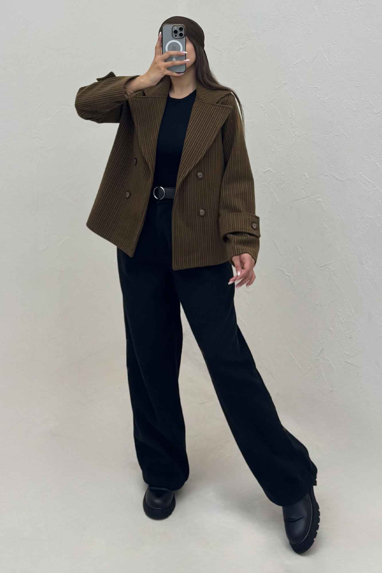 پالتو فوتر زنجیری آستردار چهار دکمه