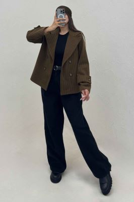 پالتو فوتر زنجیری آستردار چهار دکمه