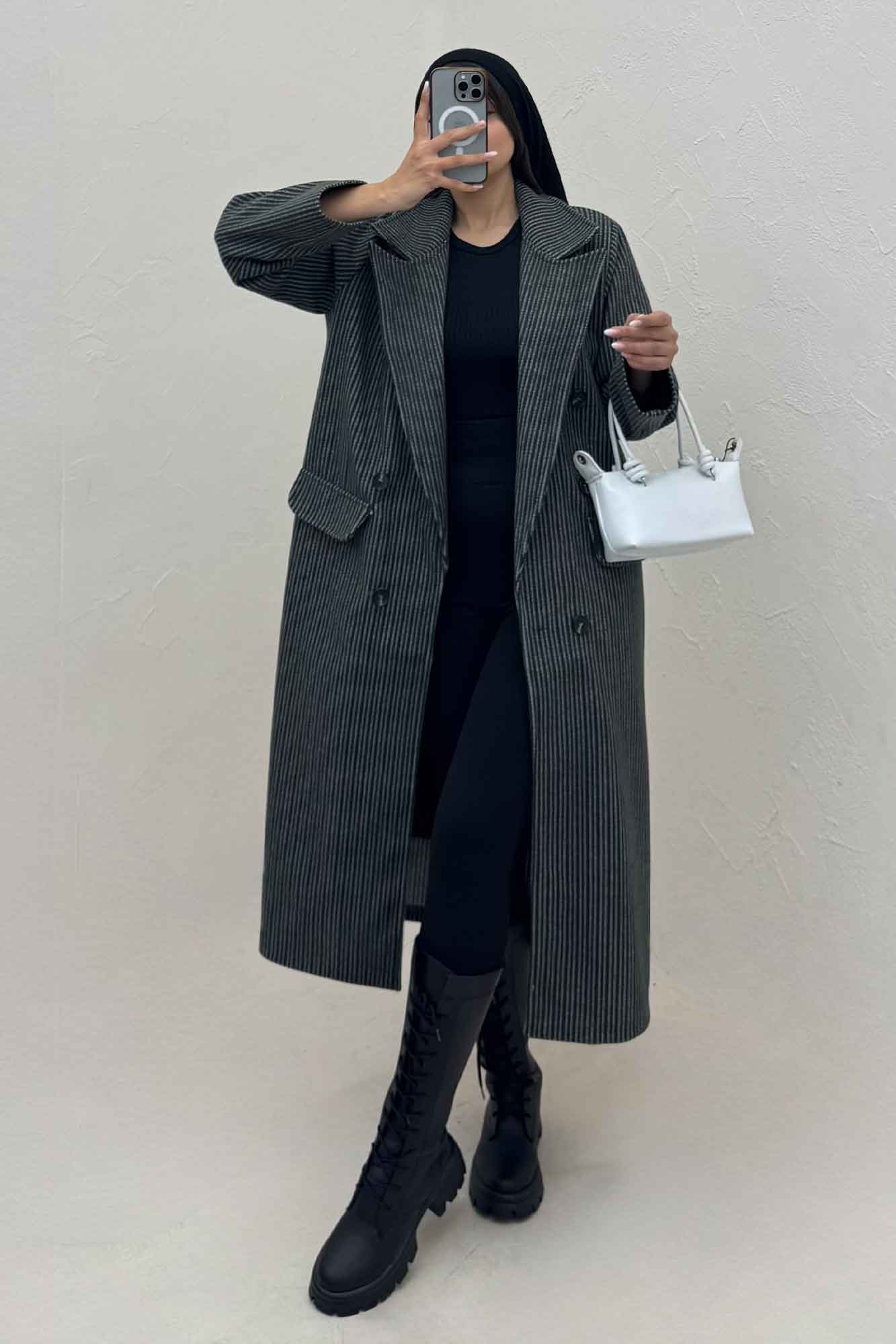 پالتو بلند فوتر زنجیری آستردار