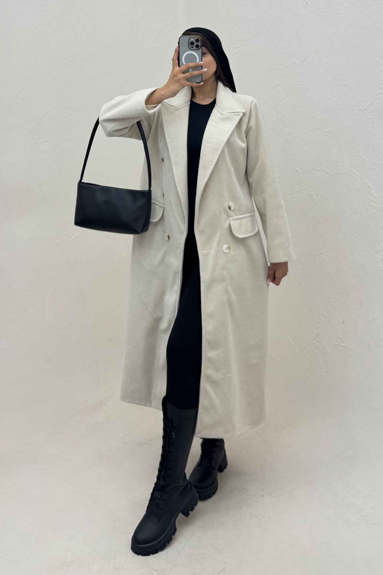 پالتو بلند فوتر کجراه آستردار