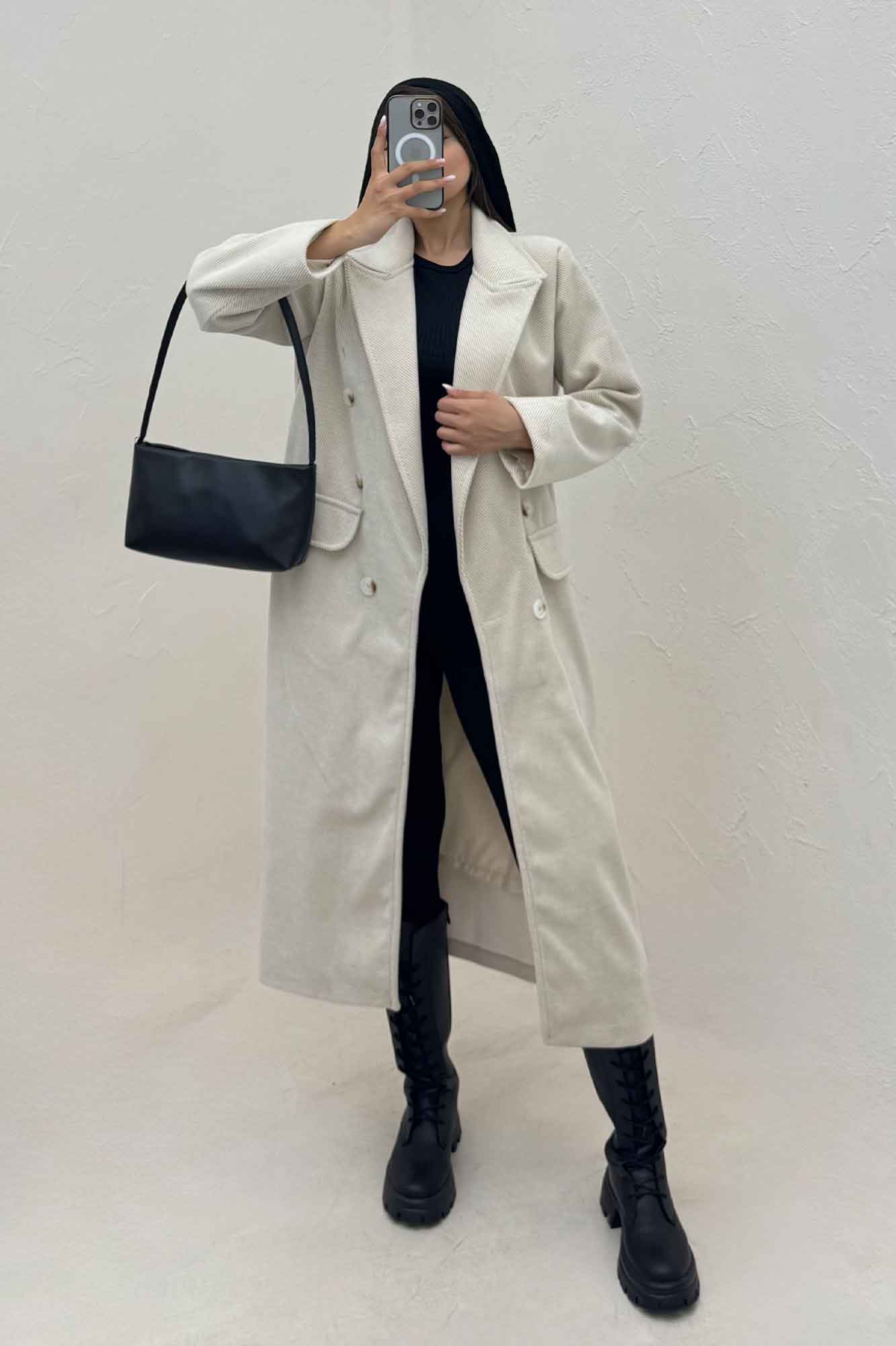 پالتو بلند فوتر کجراه آستردار