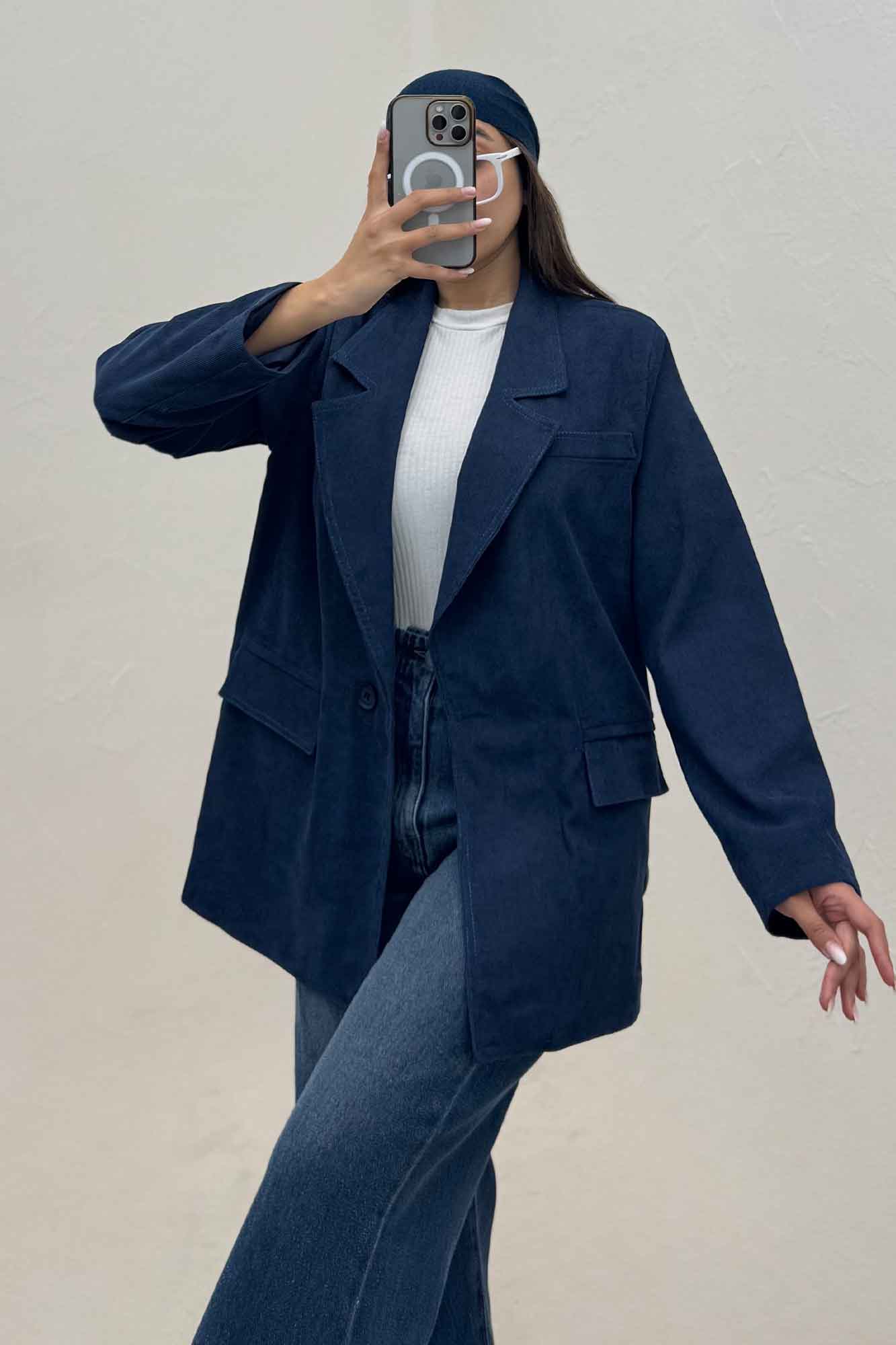 کت مخمل کبریتی آستردار لبه دوخت