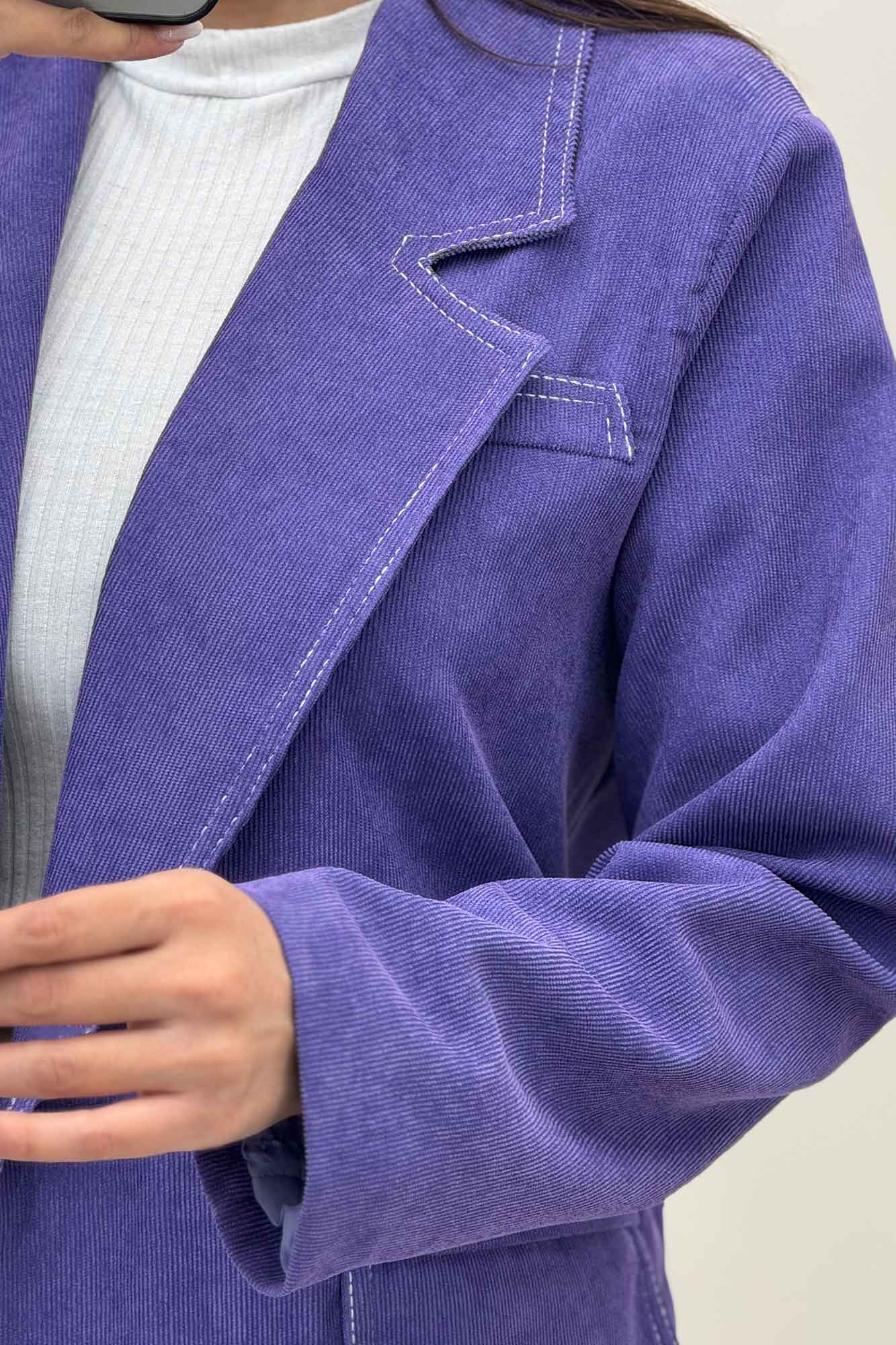 کت مخمل کبریتی آستردار لبه دوخت