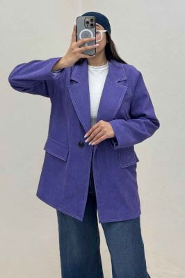 کت مخمل کبریتی آستردار لبه دوخت